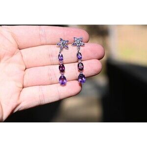 Amethyst and garnet earrings in 925 sterling silver